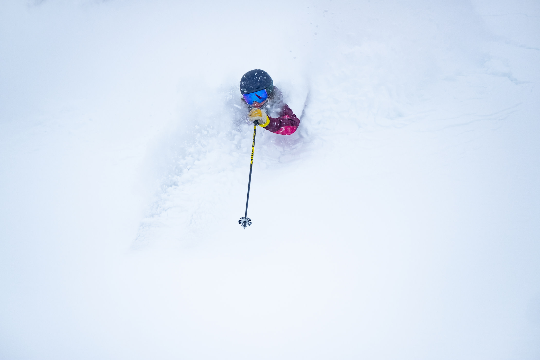 Rachael Burks dives into some Alta powder | Photo: Iz La Motte