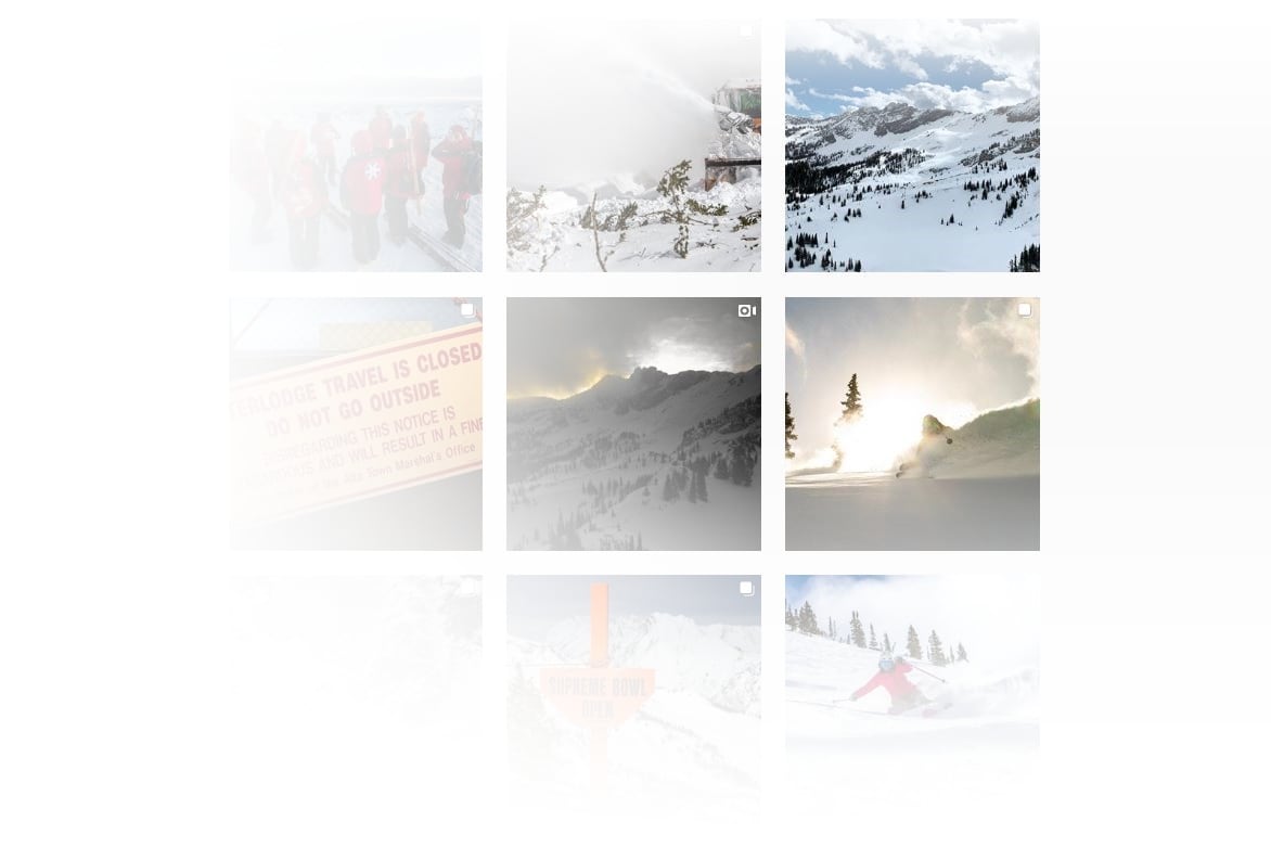 A collage of the top post from the 2019-20 ski season at Alta Ski Area