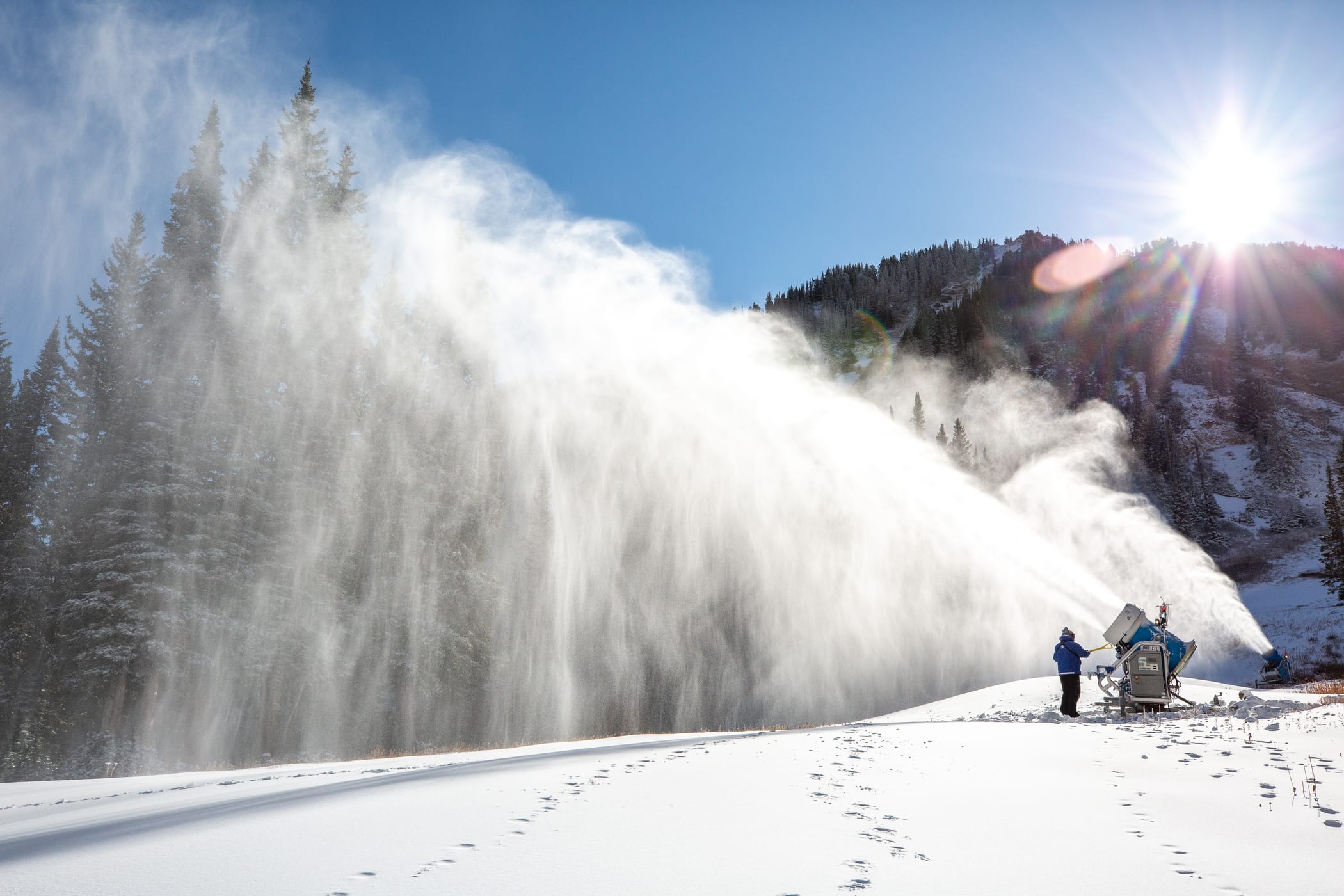 An impressive mist of snow falls to the slopes of Alta Ski Area on October 26th, 2020.