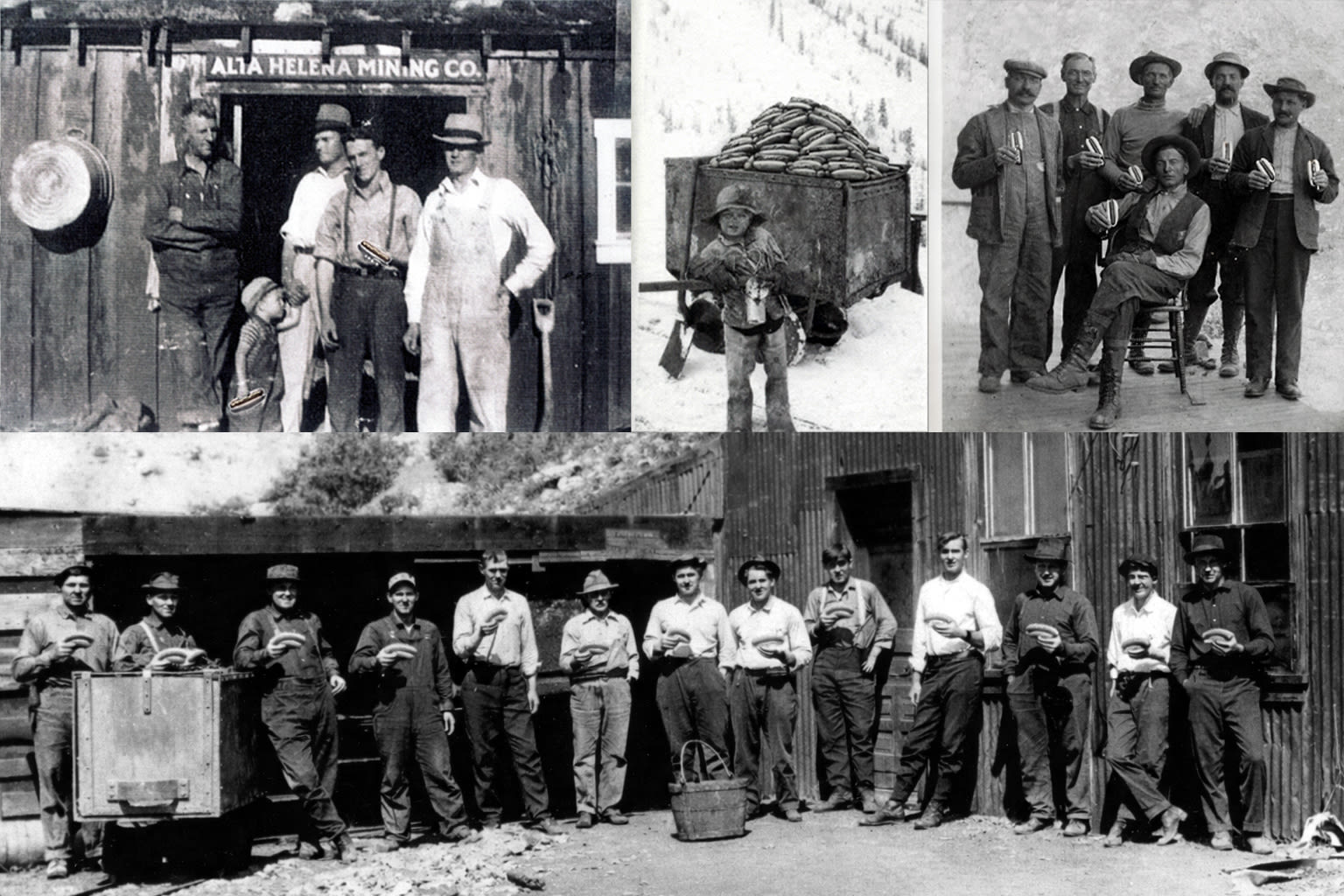 Miners refuel with Frank Glizzy's Hot Doggers, circa 1885