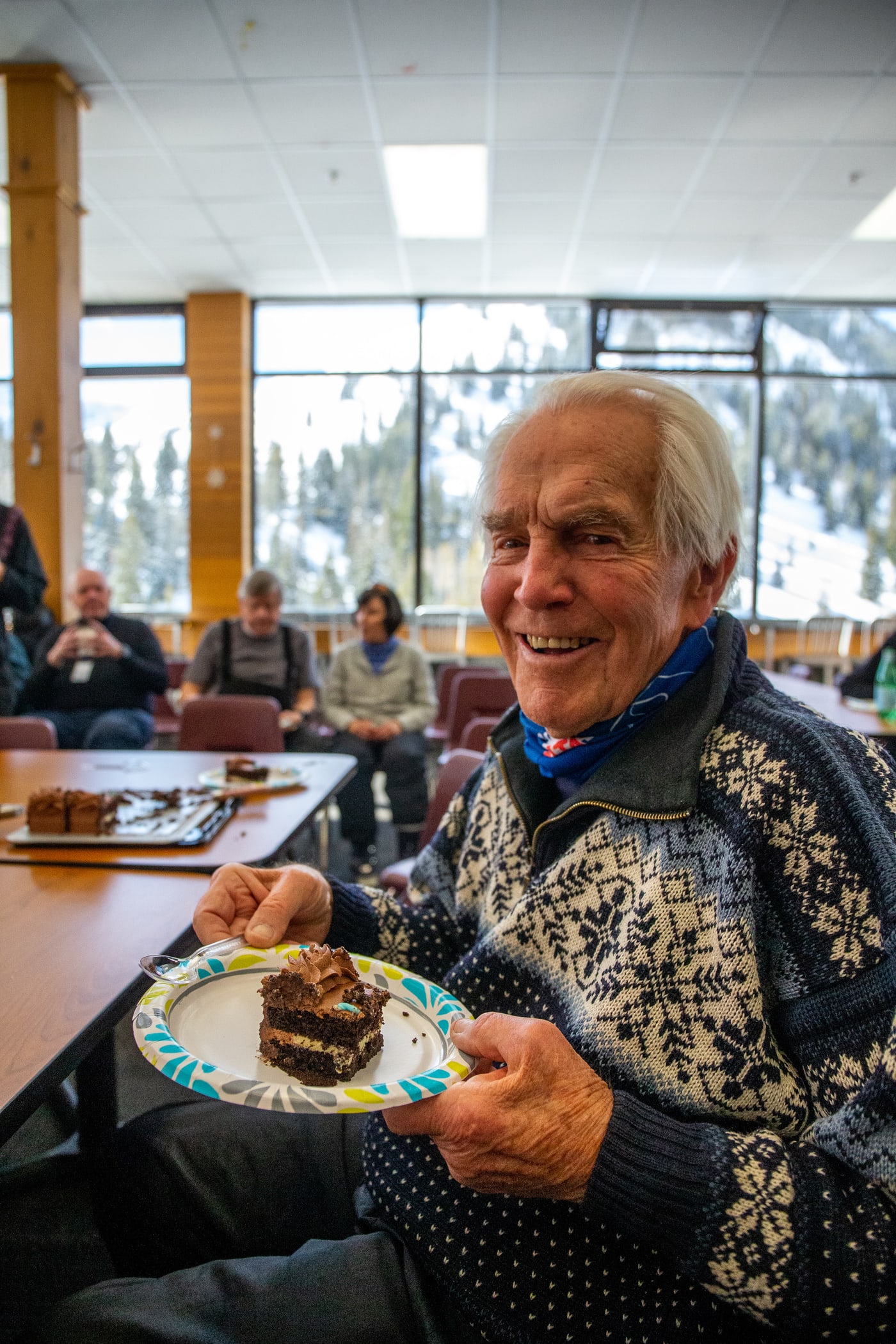 Bob Murdoch enjoys a slice of cake on his 96th birthday