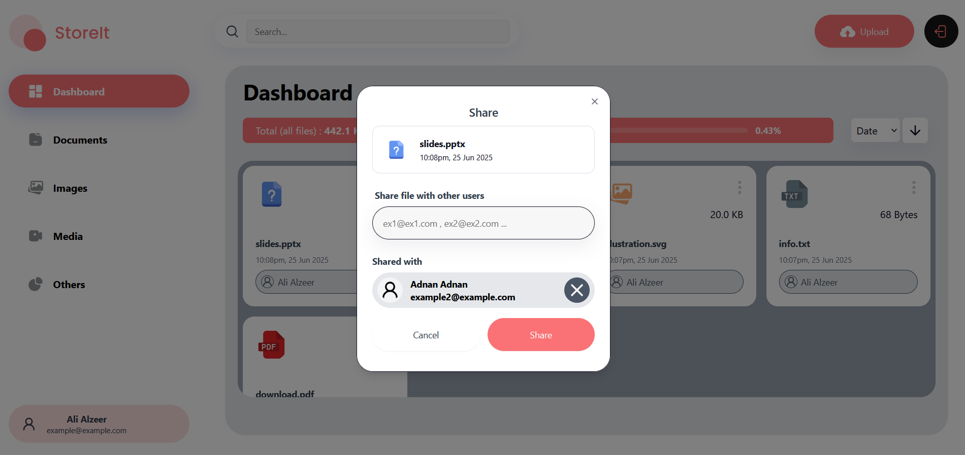 Sharing functionality