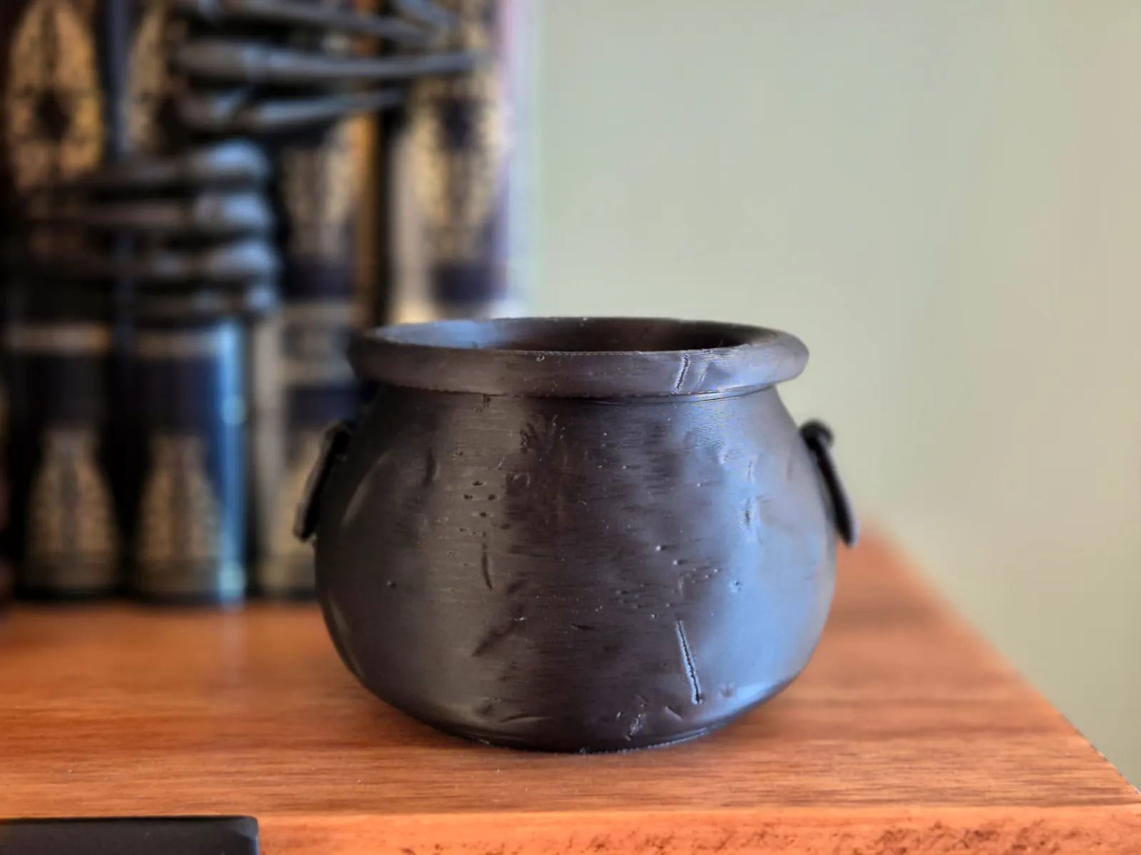 Cauldron Bookmark Holder / Tea Light — 3D printed model photographed in studio