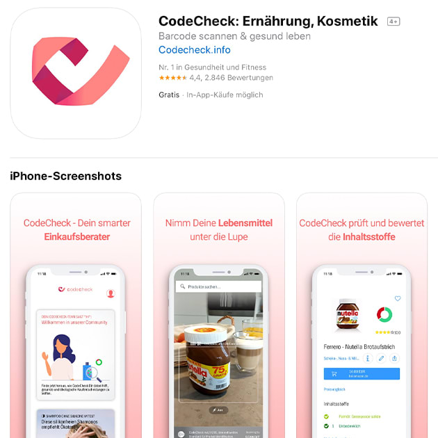 Codecheck Shopping App findet gesunde Produkte