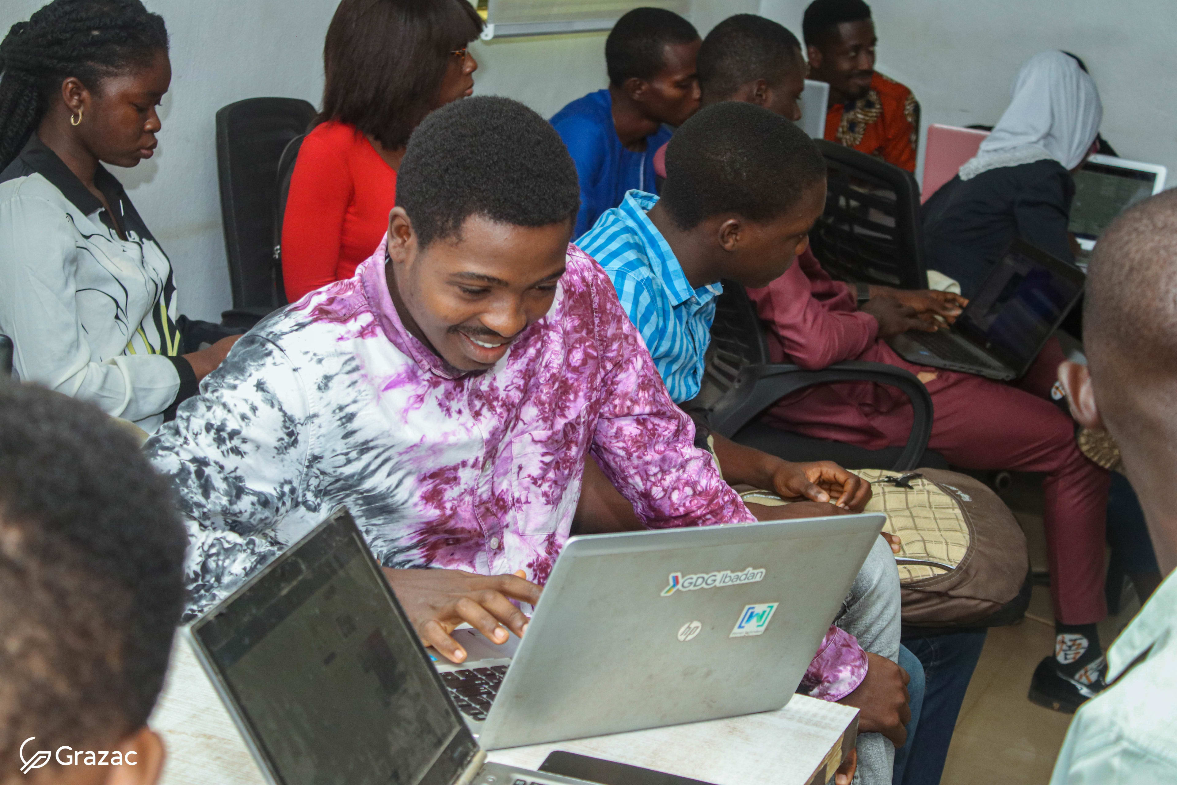 Learner using a laptop