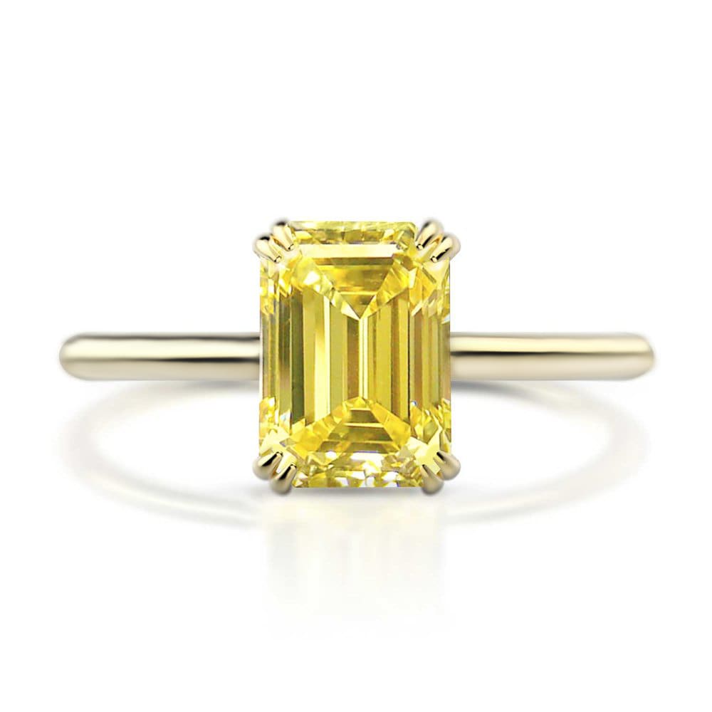 Yellow Sapphire Emerald Engagement Ring