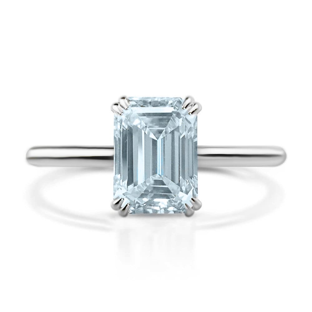 Aquamarine Emerald Engagement Ring