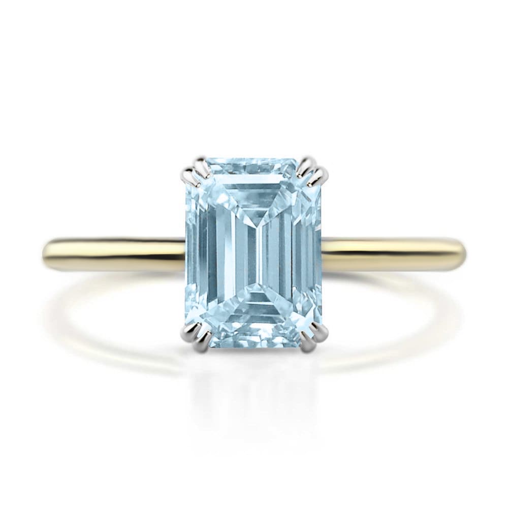 Aquamarine Emerald Engagement Ring Yellow Gold
