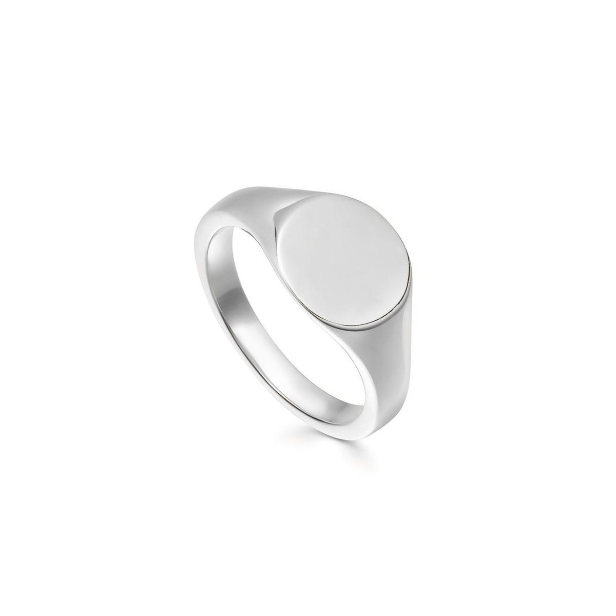 Plain Signet Pinky Ring White Gold
