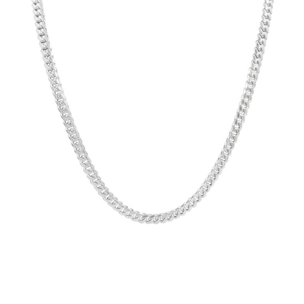 Cuban curb chain necklace white gold