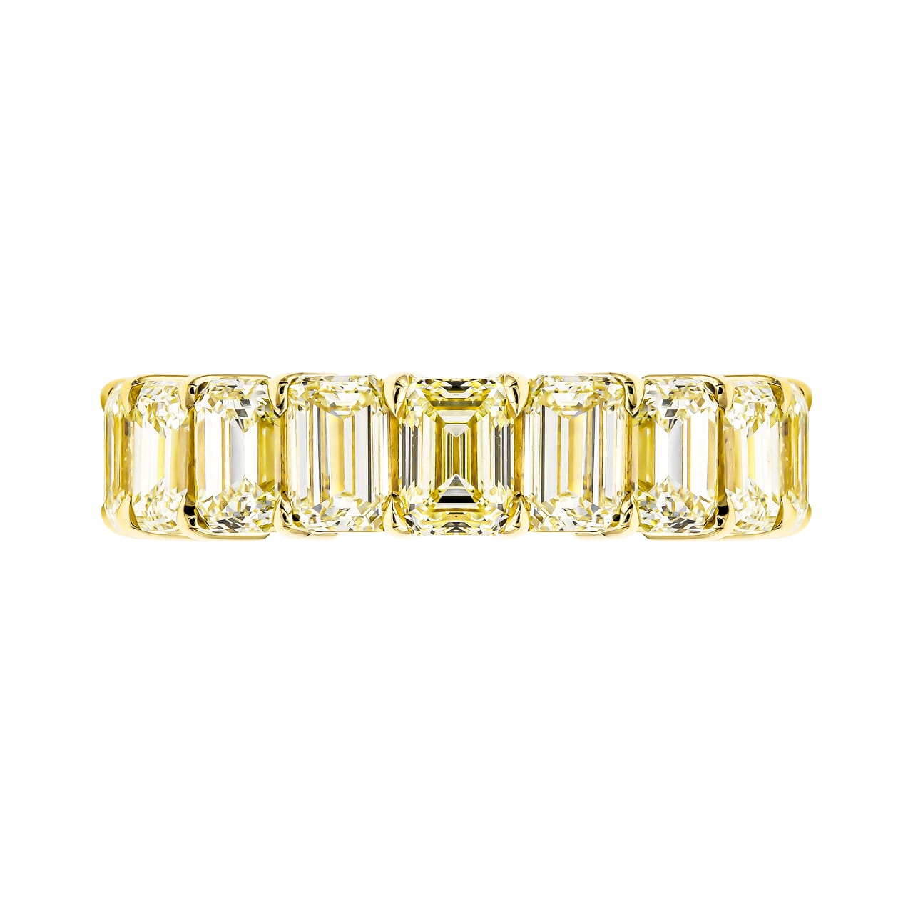 Fancy Yellow Diamond Eternity Wedding Yellow Gold Ring