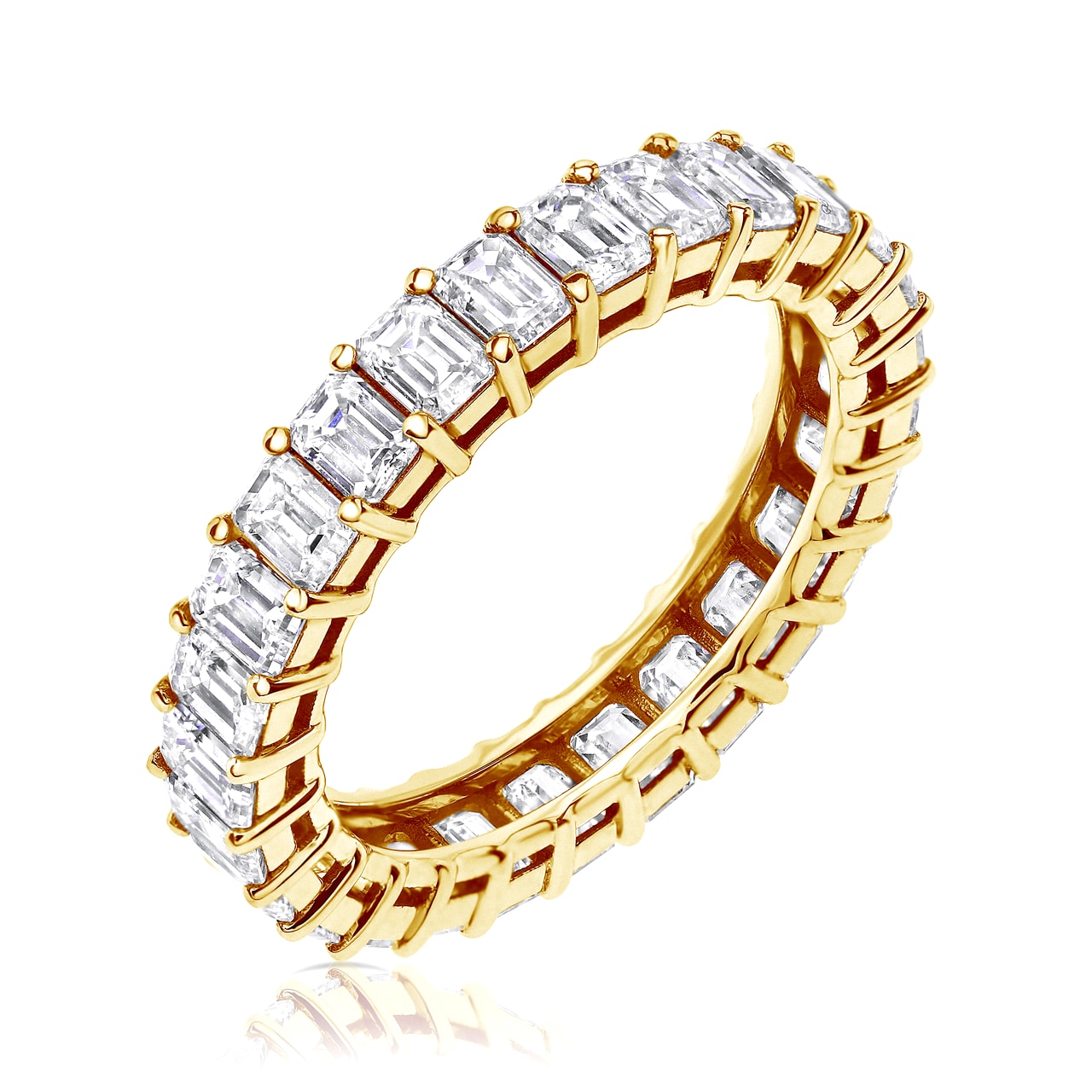 Emerald Diamond Eternity Wedding Rose Gold Ring - Image 2