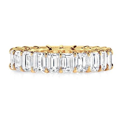 Emerald Diamond Eternity Wedding White Gold Ring