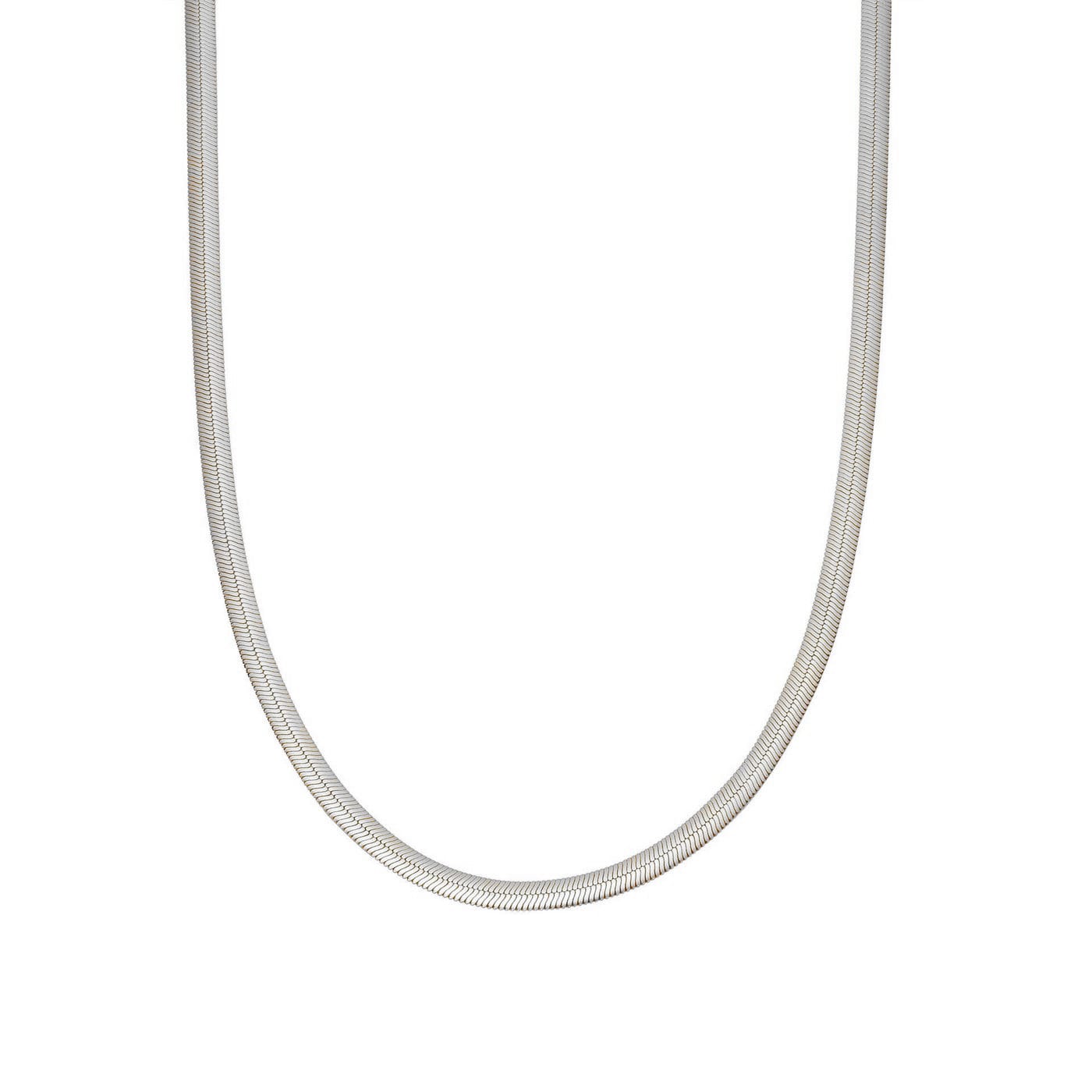 Herringbone Chain White Gold Necklace