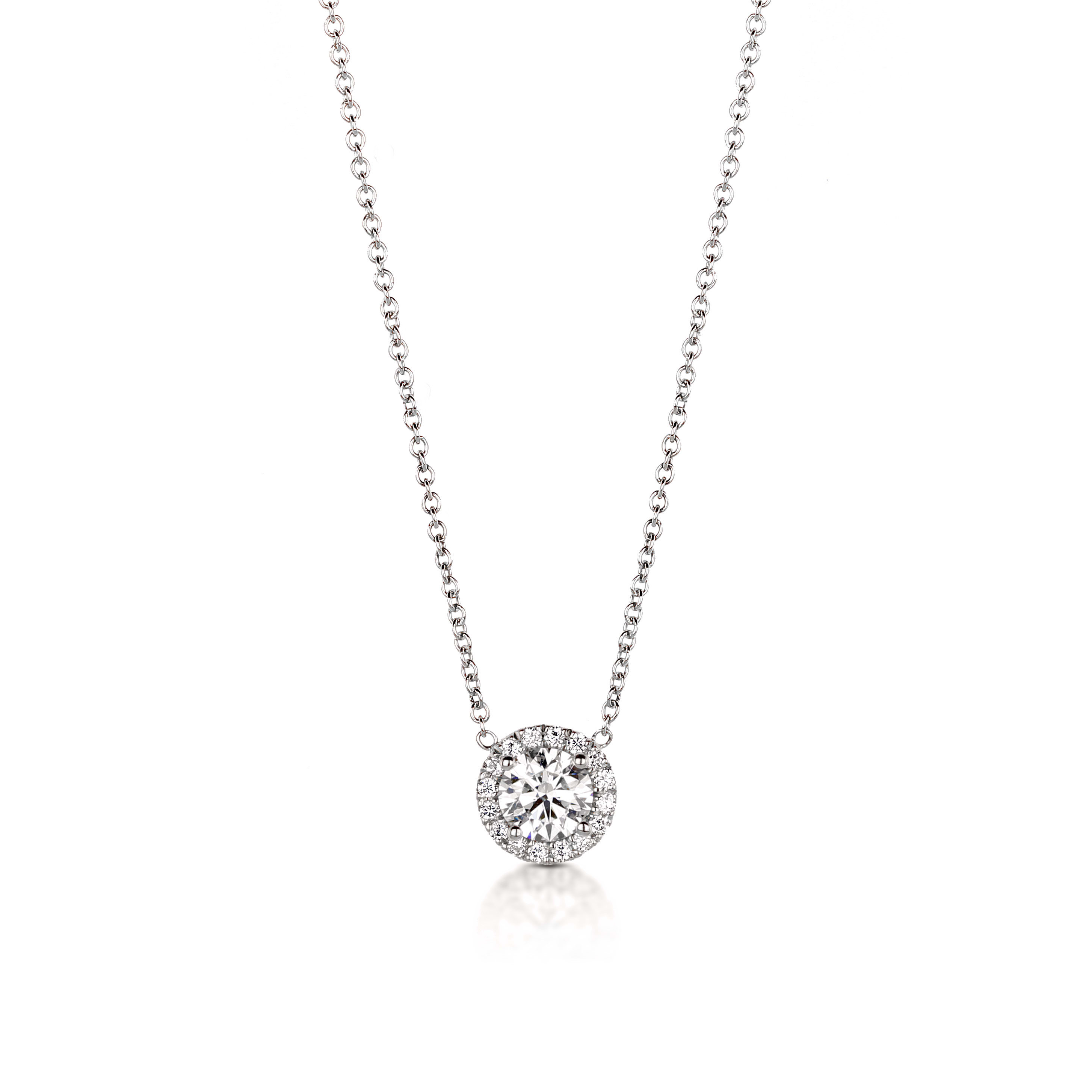 Amellas jewellery London diamond solitaire pendant necklace 18k white gold