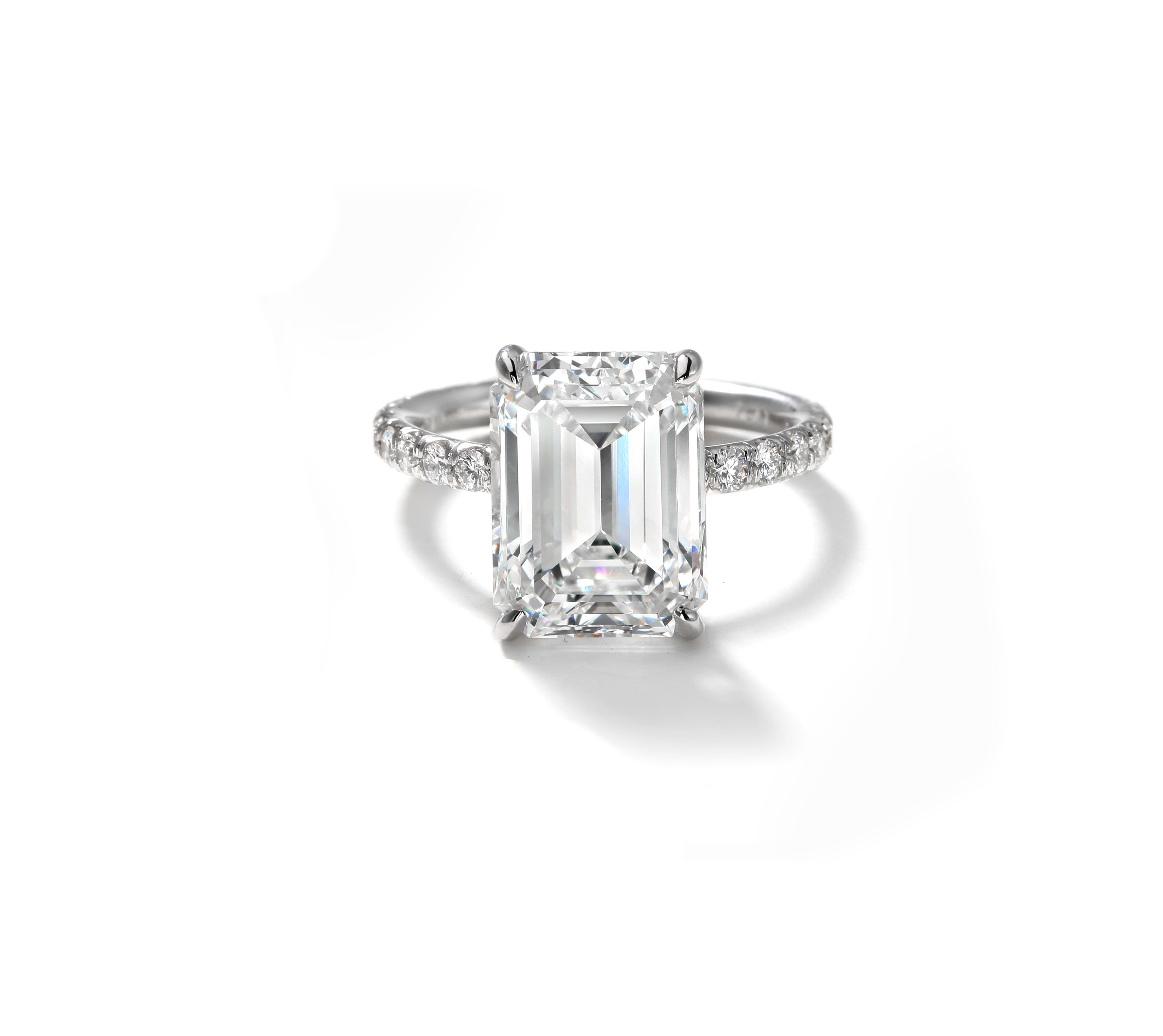 Emerald Diamond Pave Engagement Ring