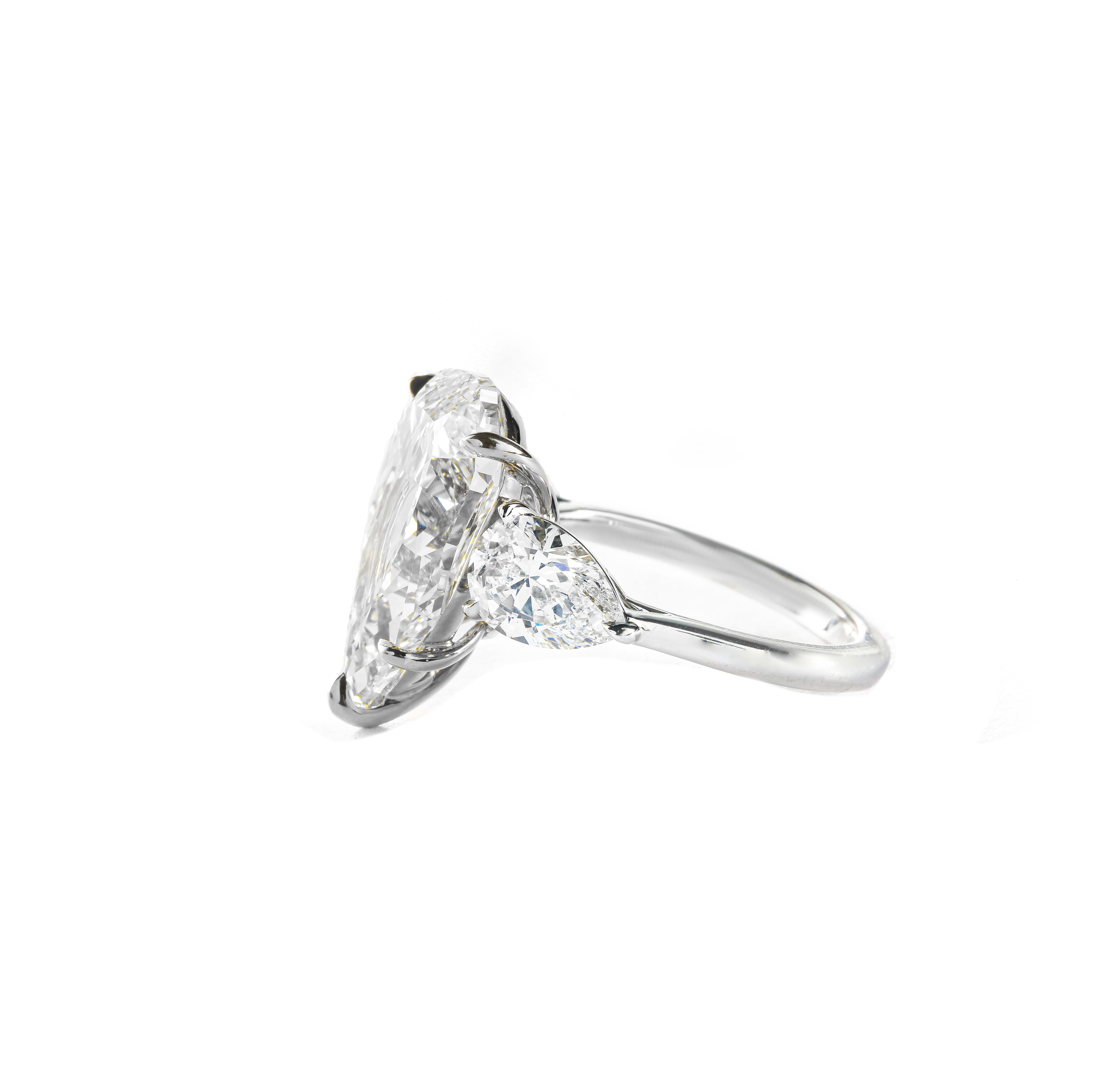 Pear Diamond Three Stone Trilogy Engagement Ring - Image 2