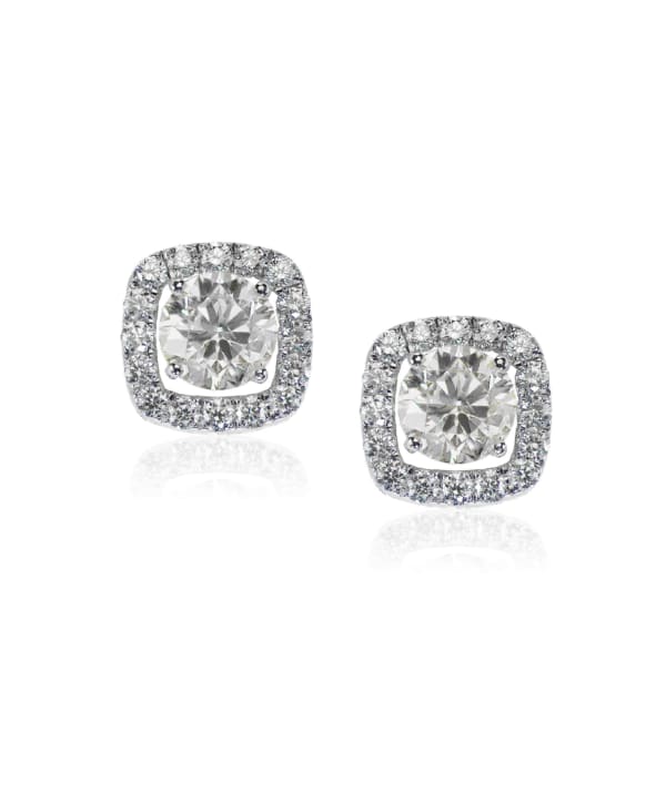 Diamond Halo Solitaire Stud Earrings