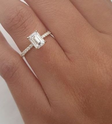 Emerald Diamond Pave Engagement Ring - Image 5