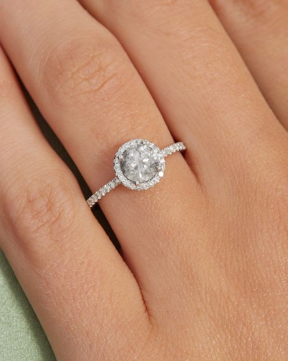 Round Diamond Halo Pave Engagement Ring - Image 3