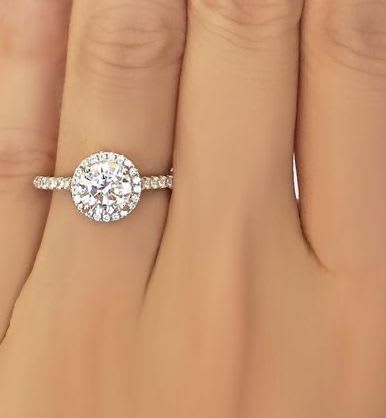 Round Diamond Halo Pave Engagement Ring - Image 4