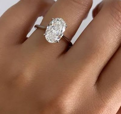 Oval Diamond Solitaire Engagement Ring - Image 3