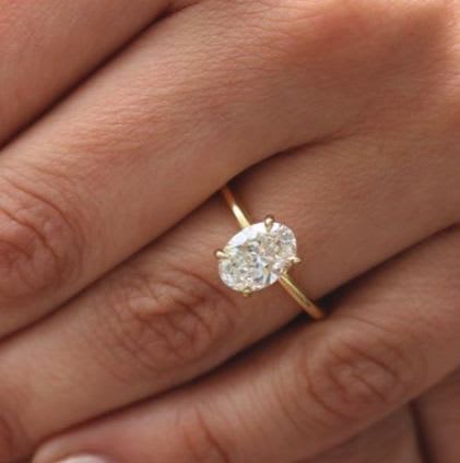 Oval Shape Diamond Solitaire Engagement Ring - Image 4