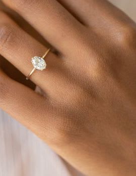 Oval Shape Diamond Solitaire Engagement Ring - Image 3