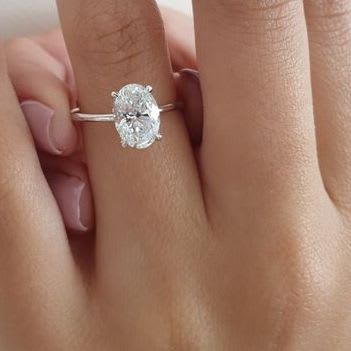 Oval Shape Diamond Solitaire Engagement Ring - Image 5