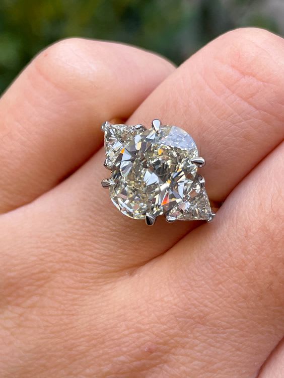 Oval Diamond Trillion Trilogy Engagement Ring - Image 3