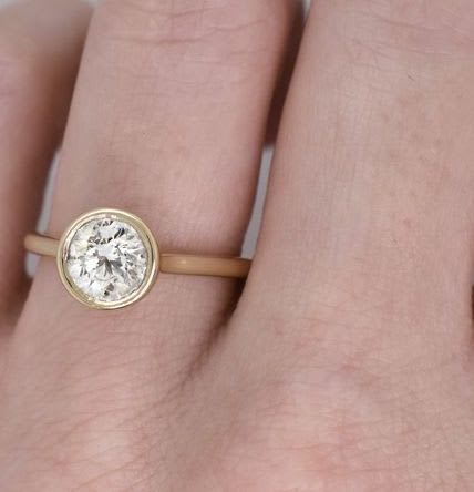 Round Diamond Bezel Rub-Over White Gold Ring - Image 3
