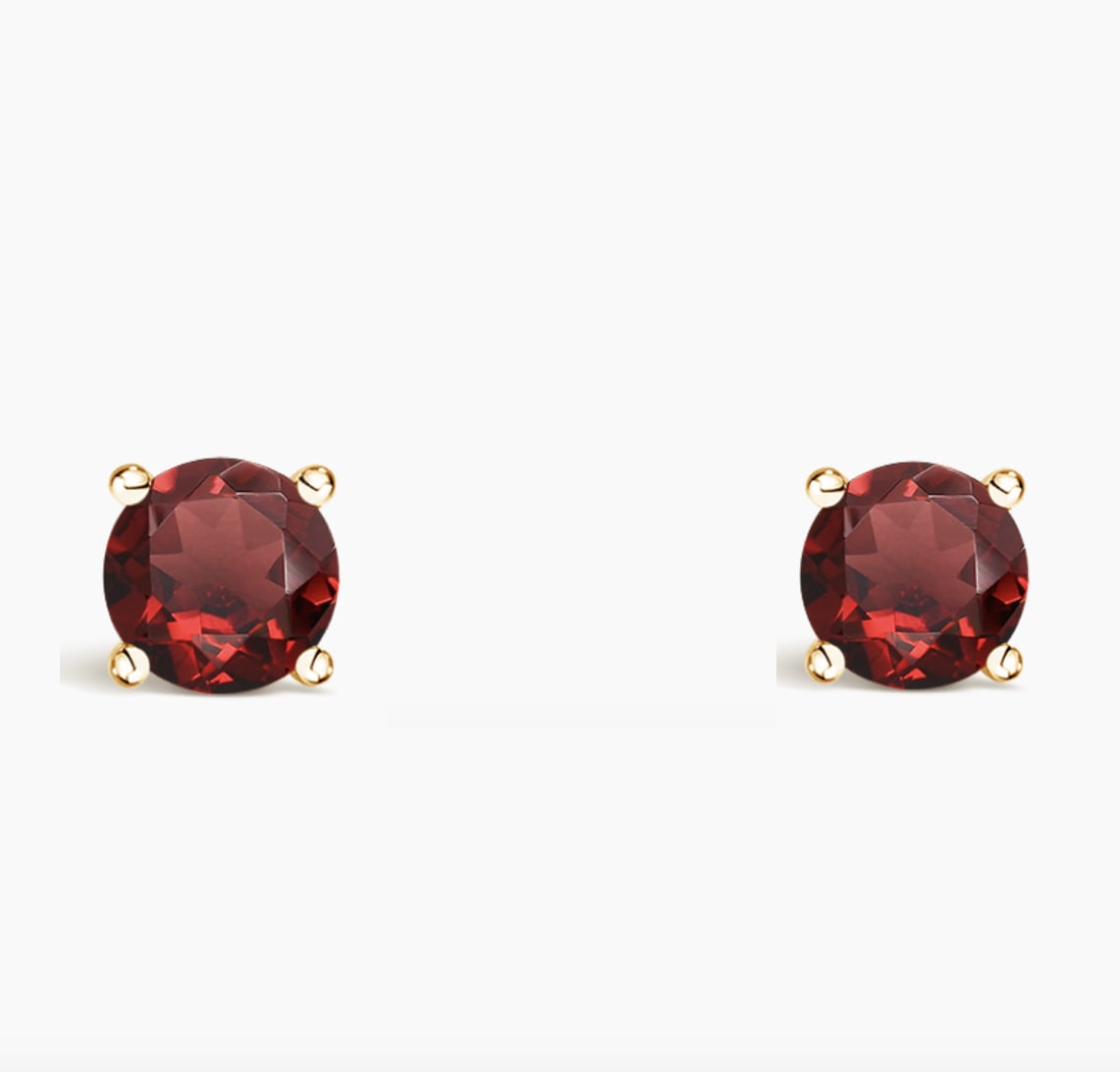 Garnet stud earrings yellow gold