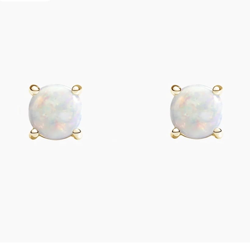 Opal stud earrings yellow gold