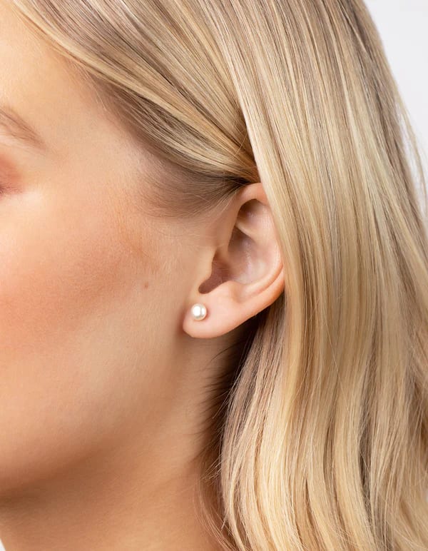 Pearl stud earrings yellow gold - Image 2