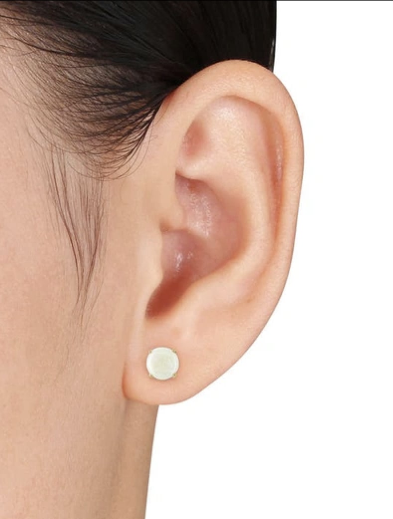 Opal stud earrings yellow gold - Image 2