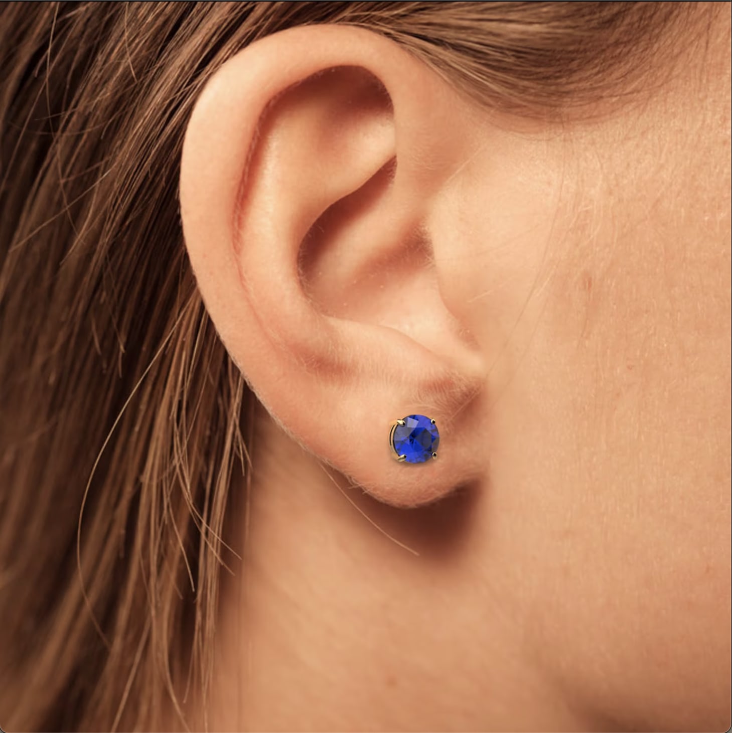 Sapphire stud earrings yellow gold - Image 2