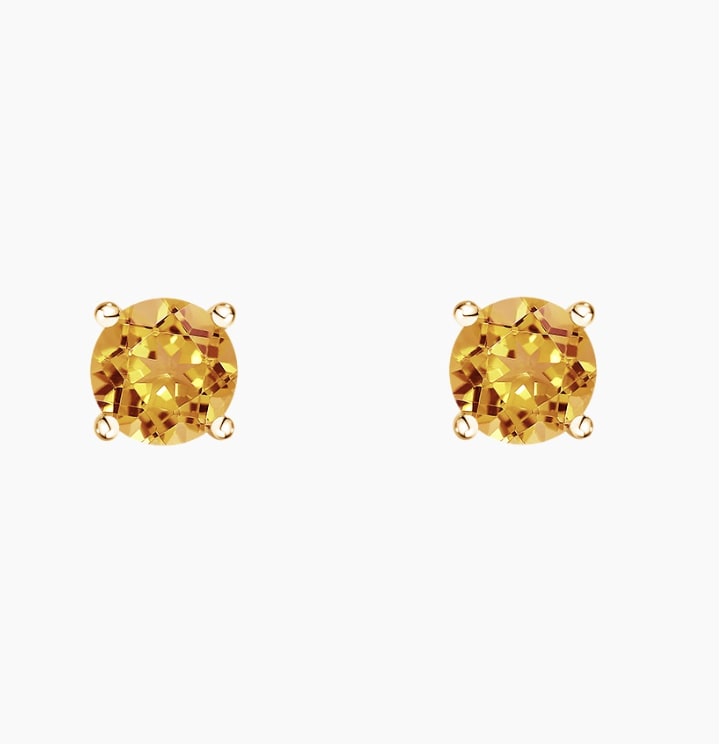 Citrine stud earrings yellow gold