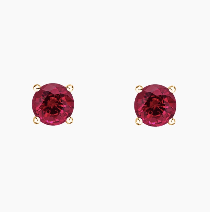 Ruby ethically sourced stud earrings yellow gold