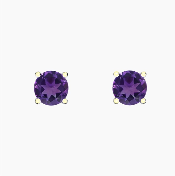 Amethyst stud earrings yellow gold