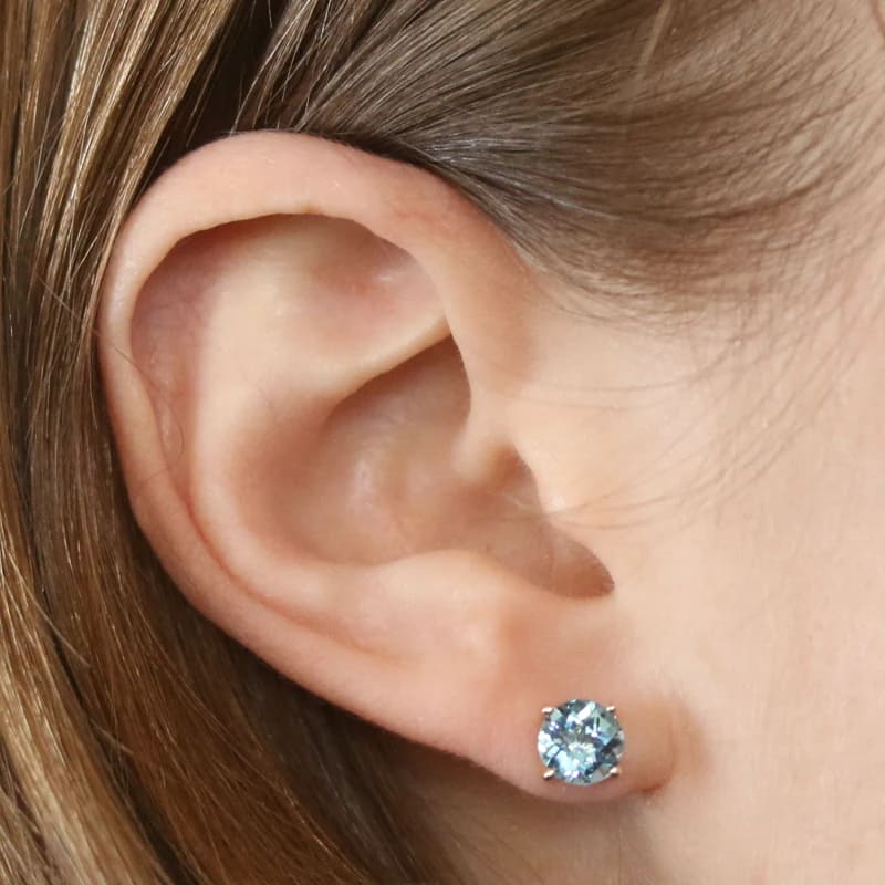 Topaz stud earrings yellow gold - Image 2