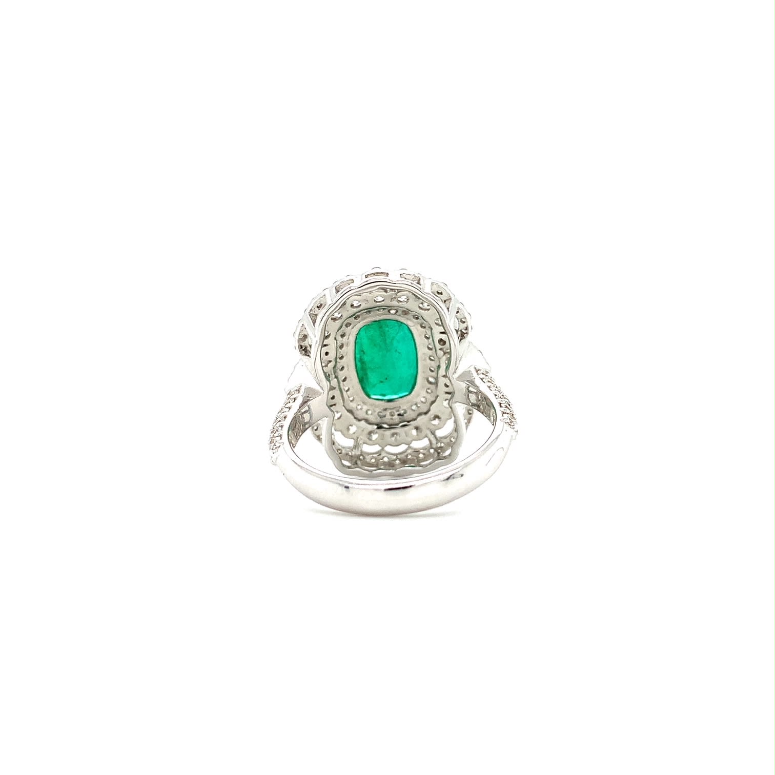 Emerald and diamond cocktail ring white gold - Image 5