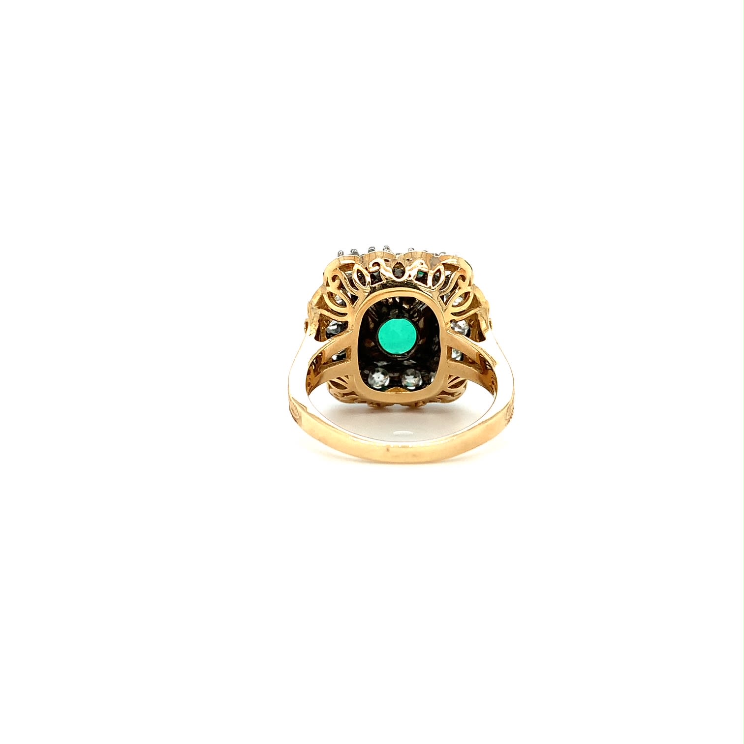 Emerald and diamond cocktail ring yellow gold - Image 4