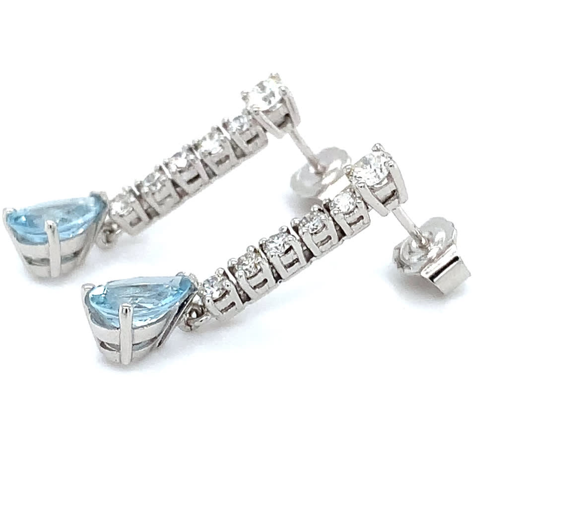 Aquamarine and diamond stud earrings 18k white gold - Image 7