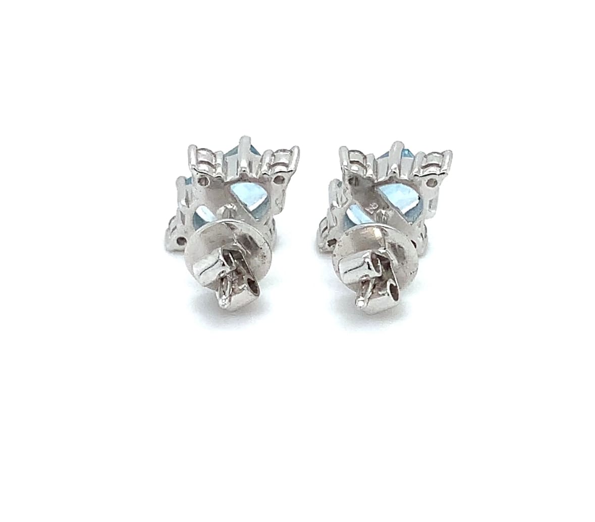 Aquamarine and diamond stud earrings 18k white gold - Image 6