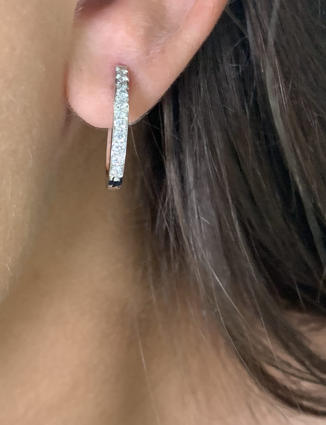 Diamond and pearl art deco detachable drop hoop earrings 18k white gold - Image 3