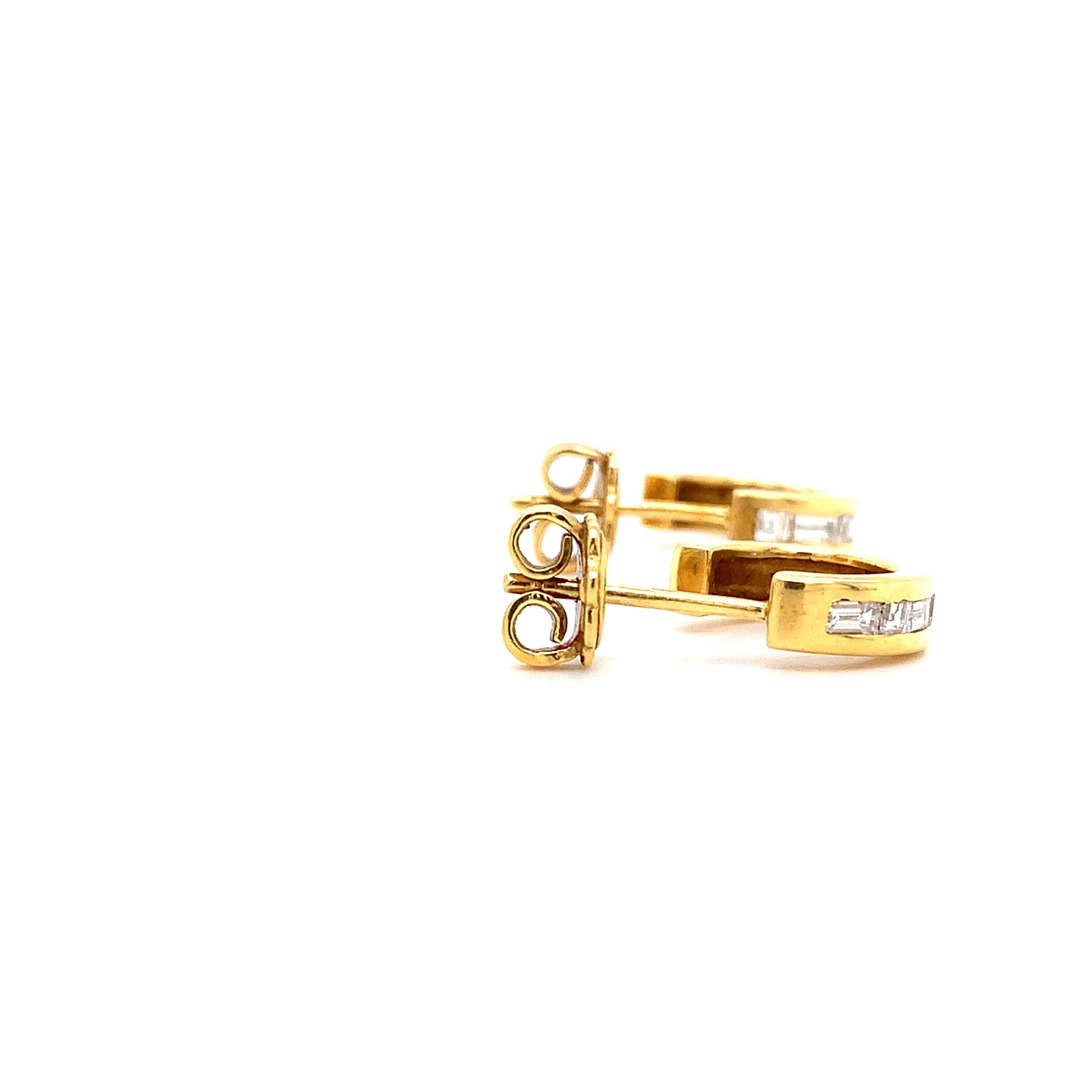 Diamonds half moon hoop huggie earrings 18k yellow gold - Image 7