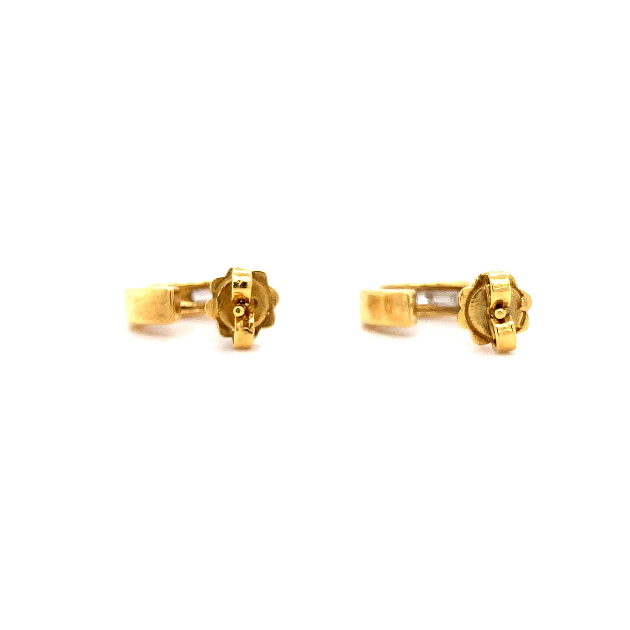 Diamonds half moon hoop huggie earrings 18k yellow gold - Image 8