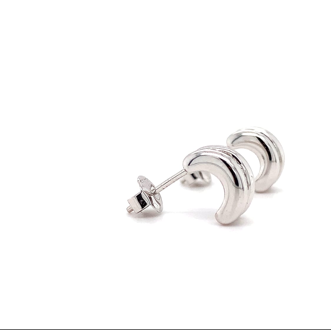 princess diamond hoop huggie chunky earrings 18k white gold