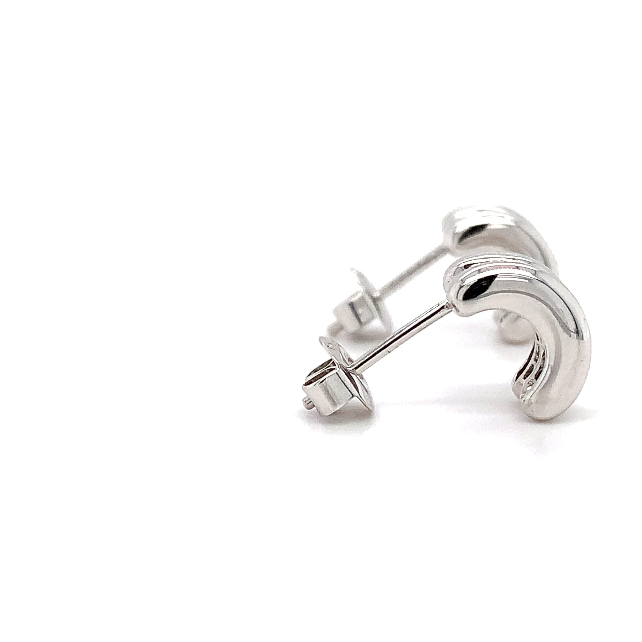 princess diamond hoop huggie chunky earrings 18k white gold