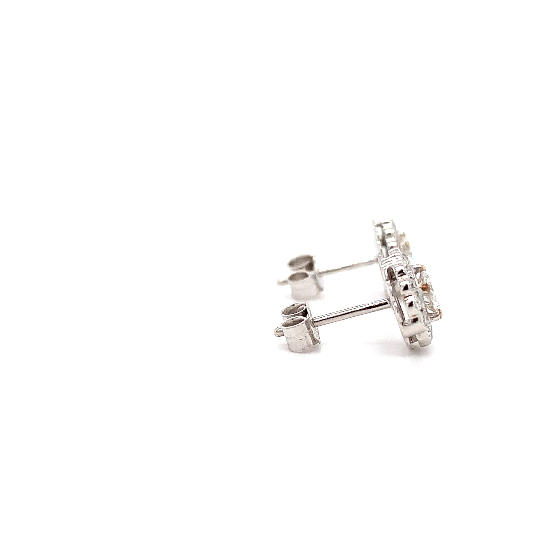 Diamond halo stud earrings 18k white gold